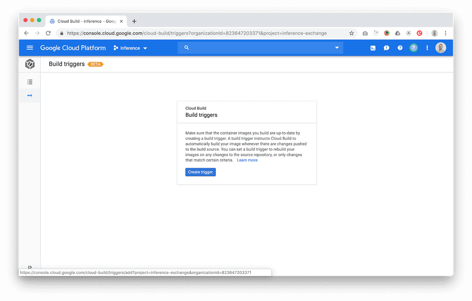 Add a build trigger to Google Cloud Build